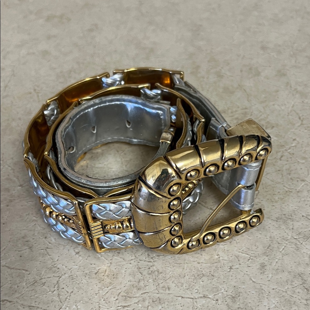 Gold and Silver Belt with Decorative Buckle